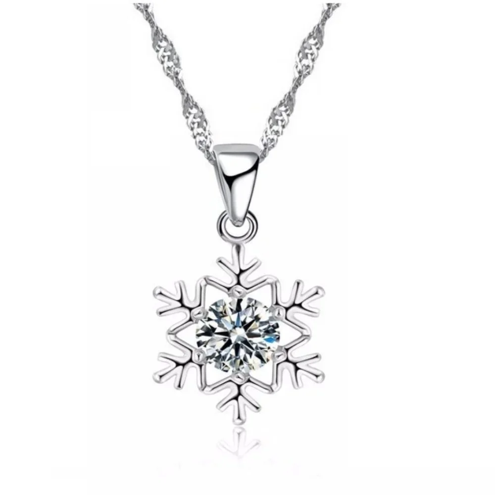 ❤️ Snowflake Woman 925 Sterling Silver Pendant Earrings And Necklace Set - Picture 8 of 8